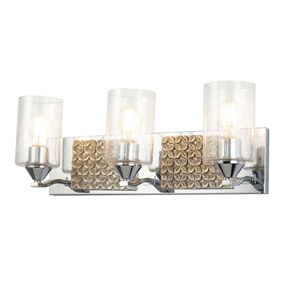 Arcadia 3 Light Bath Bar in Polished Chrome and Silver. Picture 1