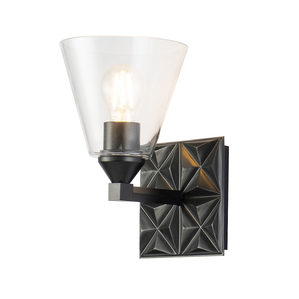 Alpha 1 Light Wall Sconce With Glass in Matte Black. Picture 1