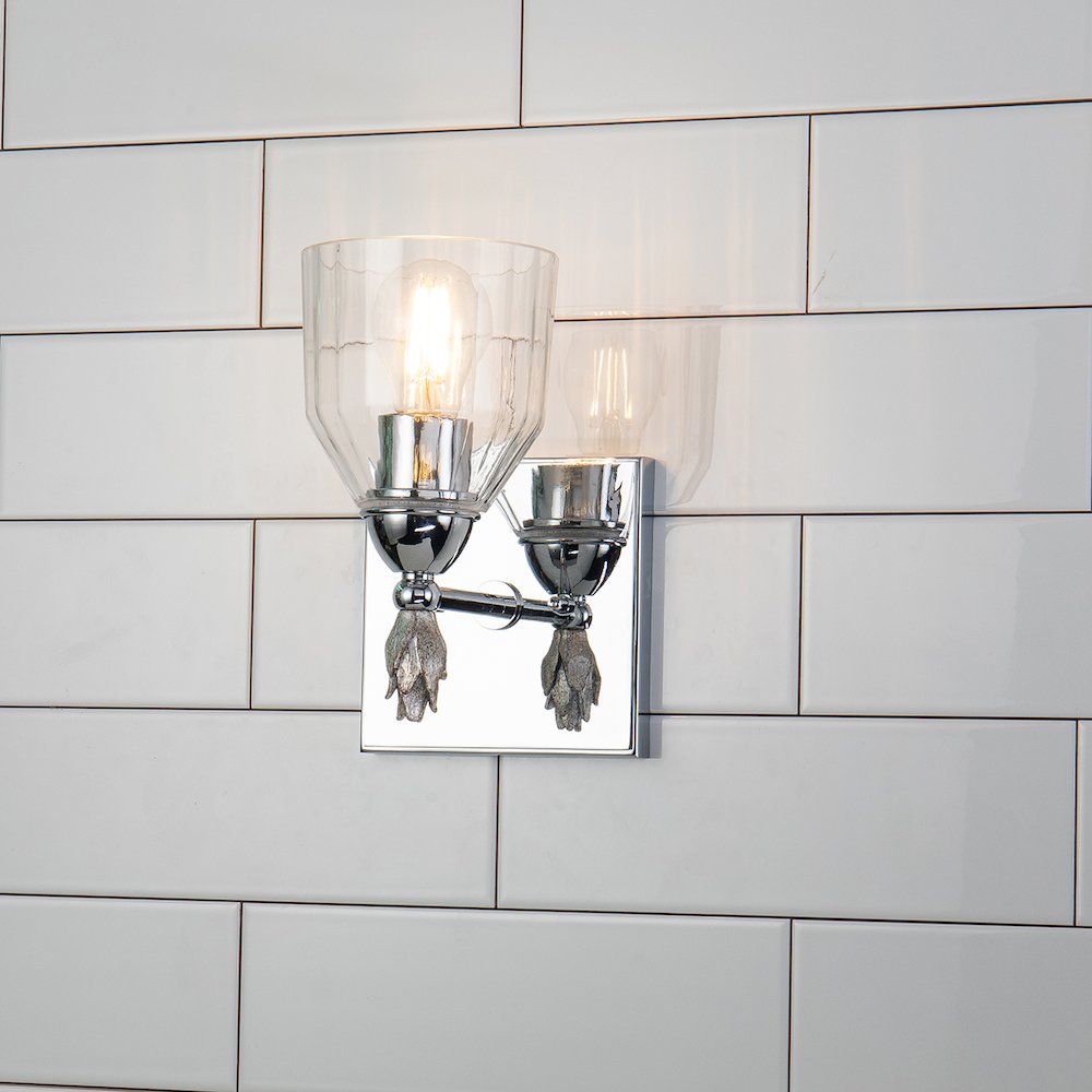 Felice 1 Light Wall Sconce In Polished Chrome With Silver Accents. Picture 2