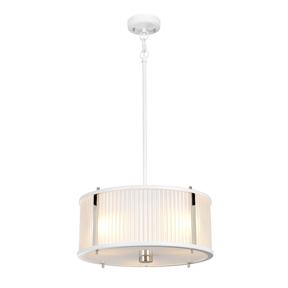 Corona 3 Light Pendant in White. Picture 1