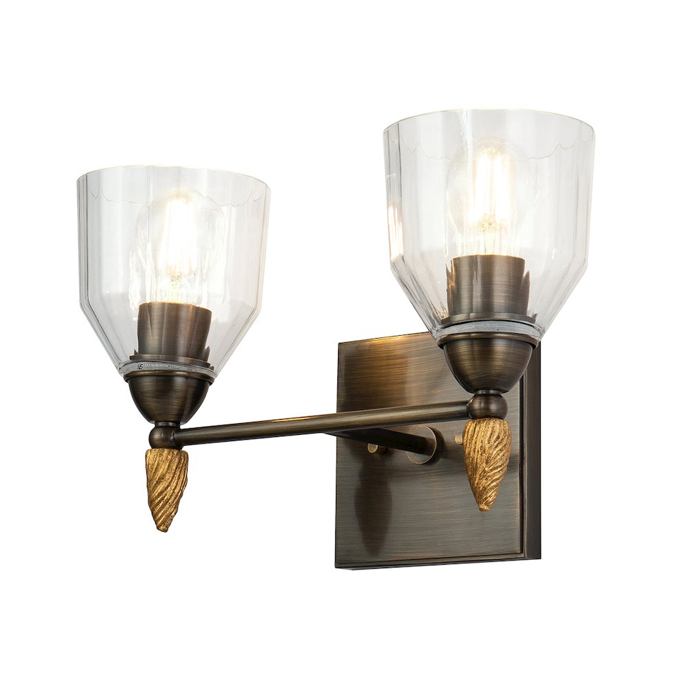 Felice 2 Light Vanity Light In Dark Bronze With Gold Accents. Picture 1