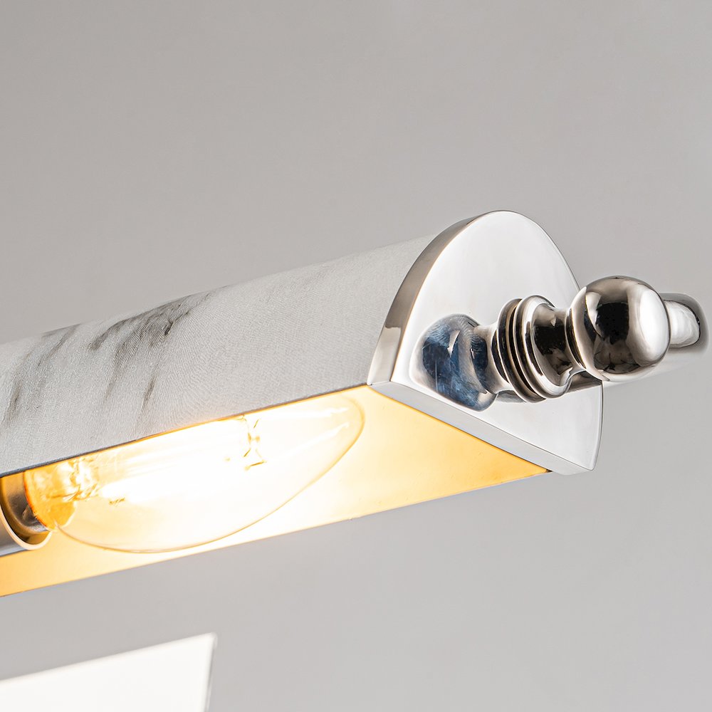 Winchfield Large Picture Light in Polished Nickel and White Marble. Picture 4