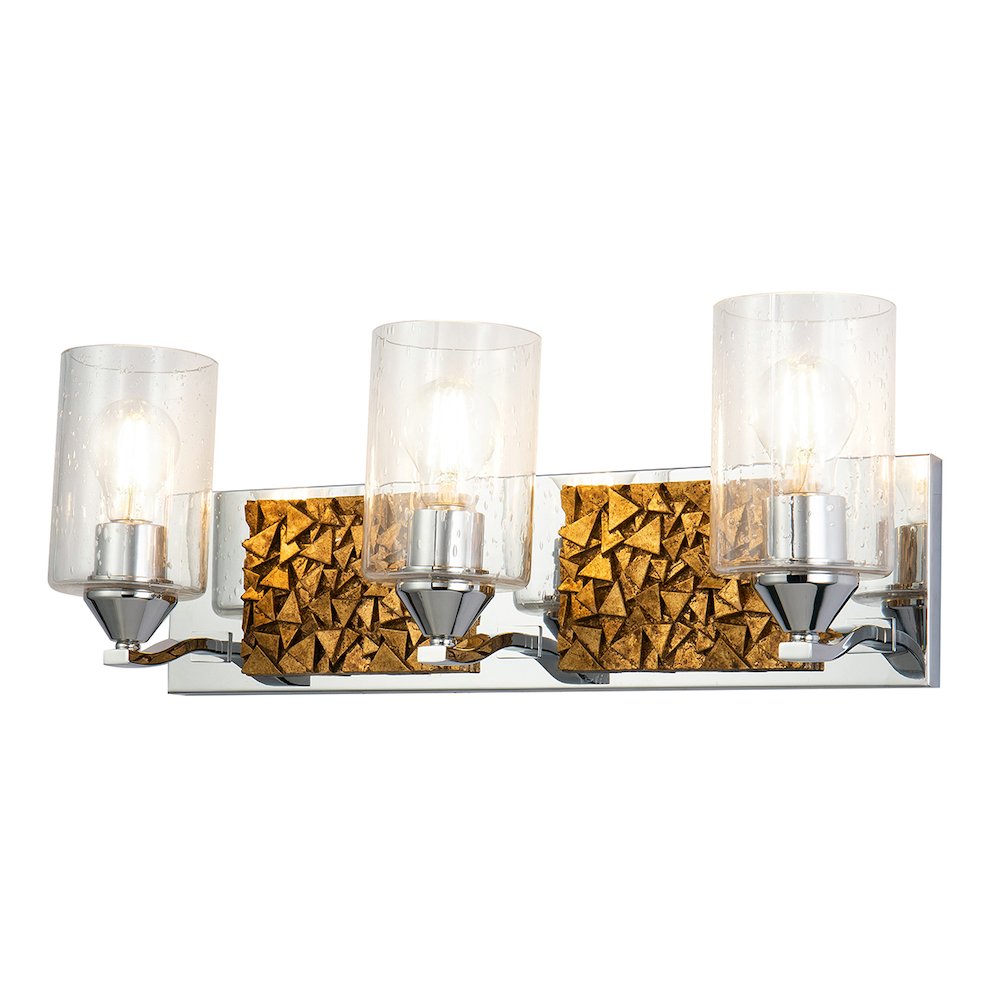 Bocage 3 Light Bath Bar In Polished Chrome And Gold. Picture 1
