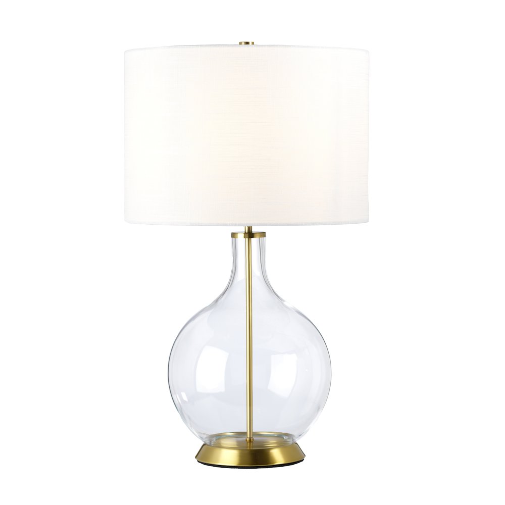 Orb 1lt Table Lamp - Aged Brass (Complete with White Shade). Picture 1