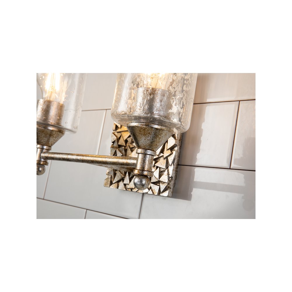 Mosaic 2-Light Vanity Light In Antique Silver. Picture 3
