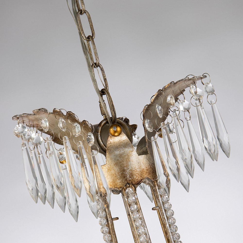 Louis 3 Light Gold and Silver Empire Chandelier. Picture 2