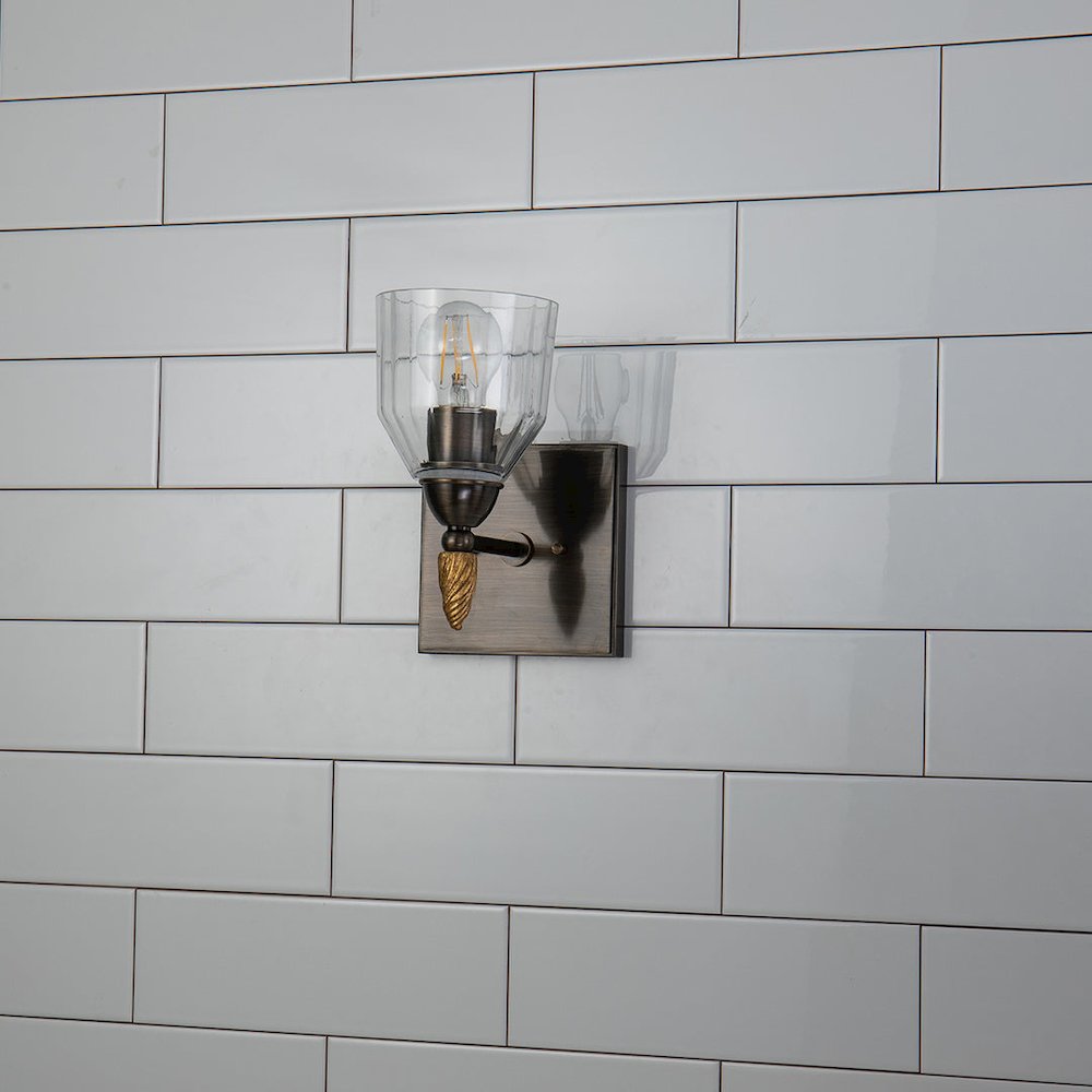 Felice 1 Light Wall Sconce In Dark Bronze With Gold Accents. Picture 6