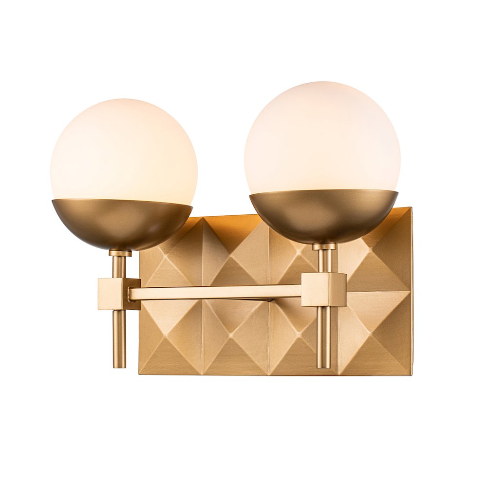 Deco 2 Light Bath Bar in Lacquered Gold. Picture 1