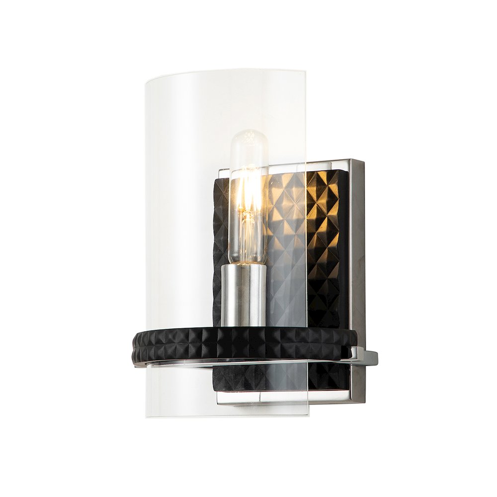 Mazant 1 Light Wall Sconce in Black and Chrome. Picture 1