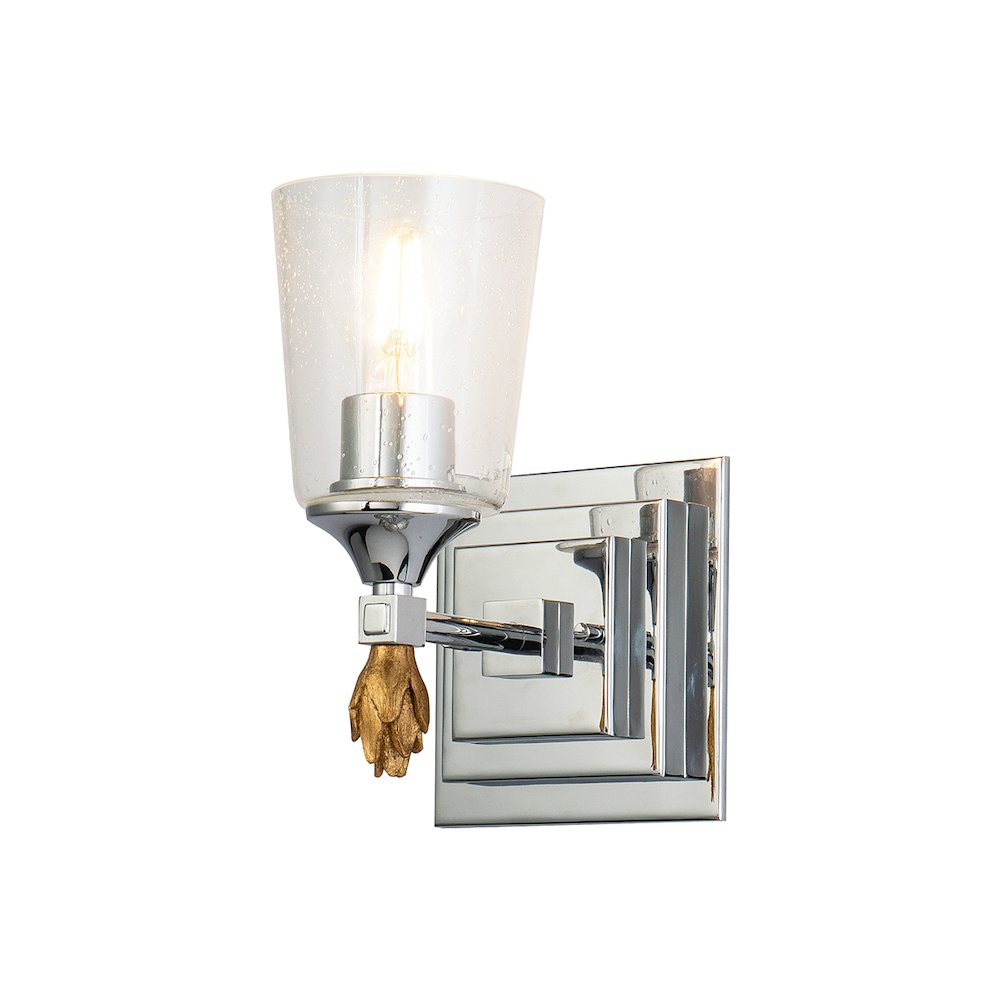 Vetiver 1 Light Wall Sconce in Polished Chrome with Gold Accent. Picture 1