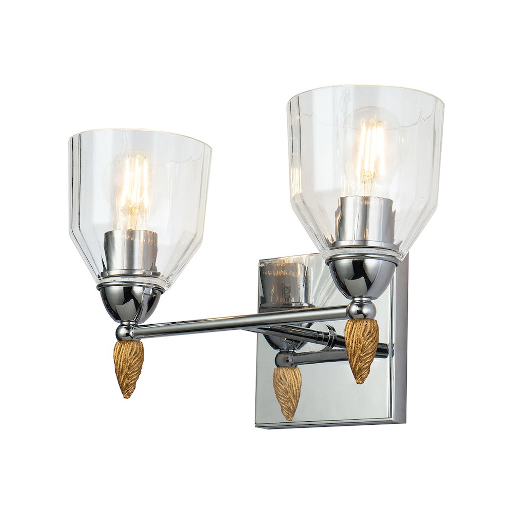 Felice 2 Light Vanity Light In Polished Chrome With Gold Accents. Picture 1