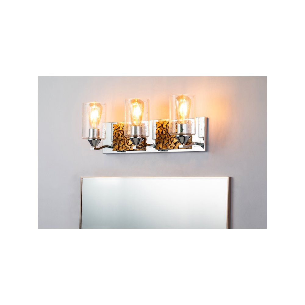 Bocage 3 Light Bath Bar In Polished Chrome And Gold. Picture 3