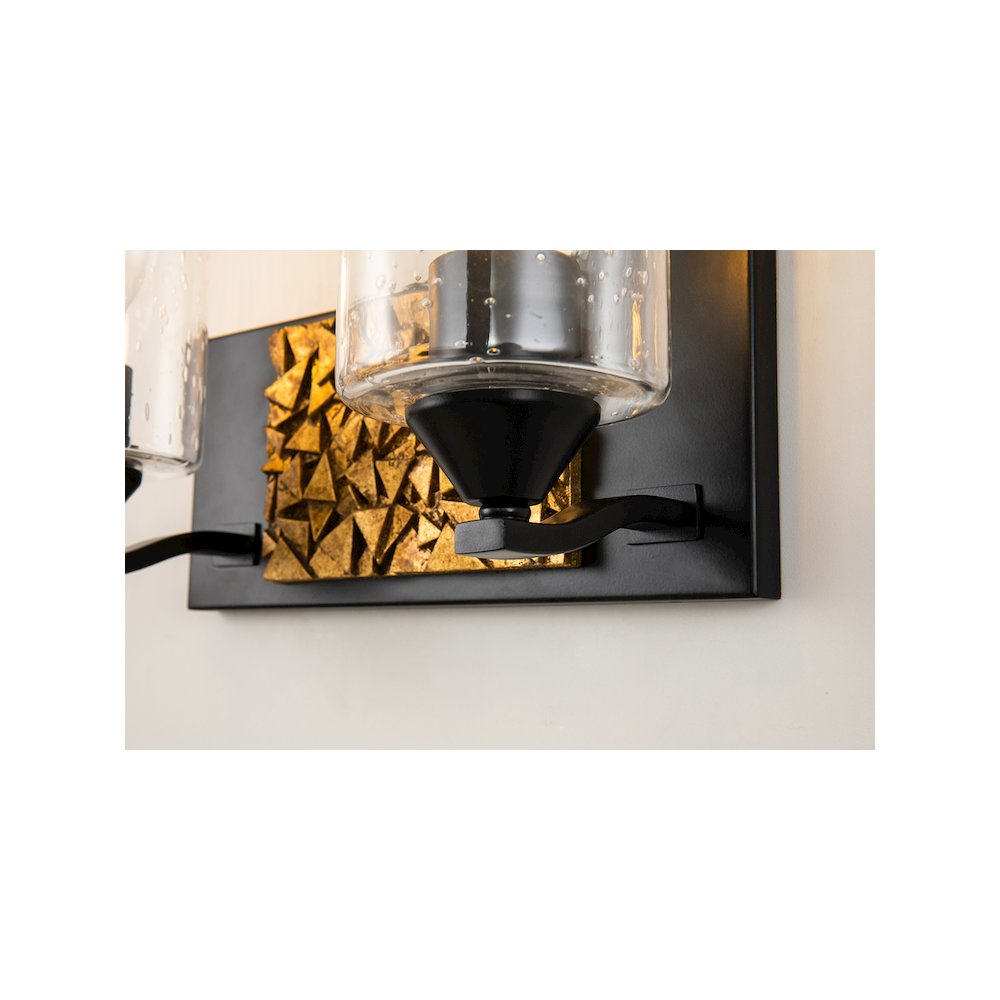 Bocage 2 Light Bath Bar In Matte Black And Gold. Picture 2