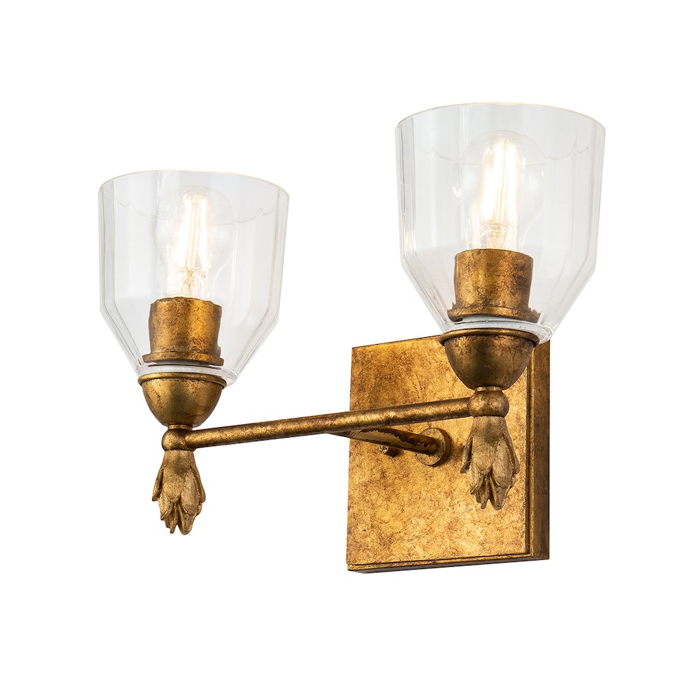 Felice 2 Light Vanity Light In Gold. Picture 1