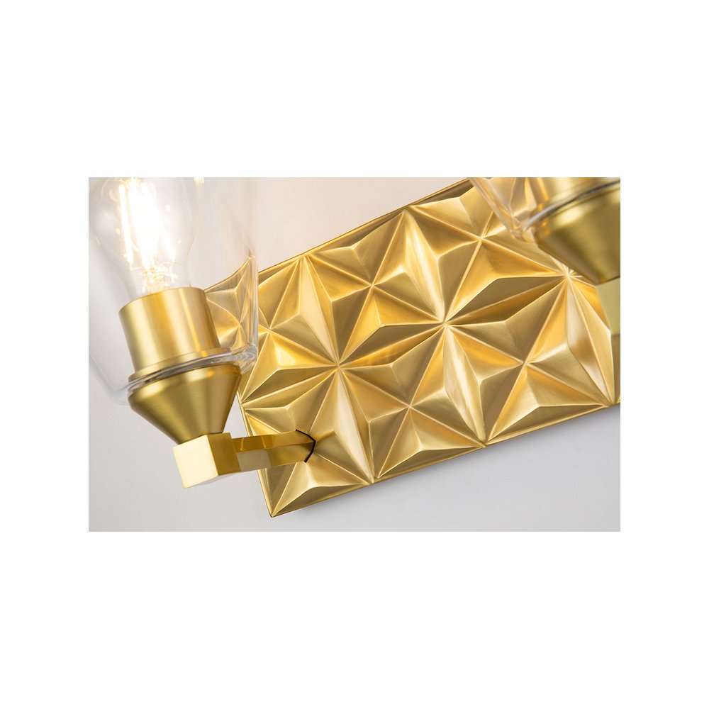 Alpha 2 Light Vanity With Glass in Aged Gold Brass. Picture 3