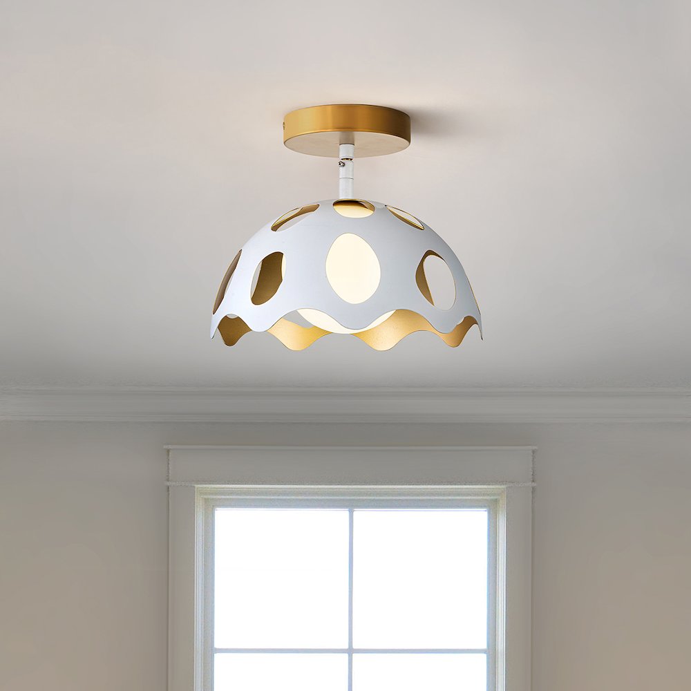 Pebbles 10" Mini Pendant in White. Picture 6