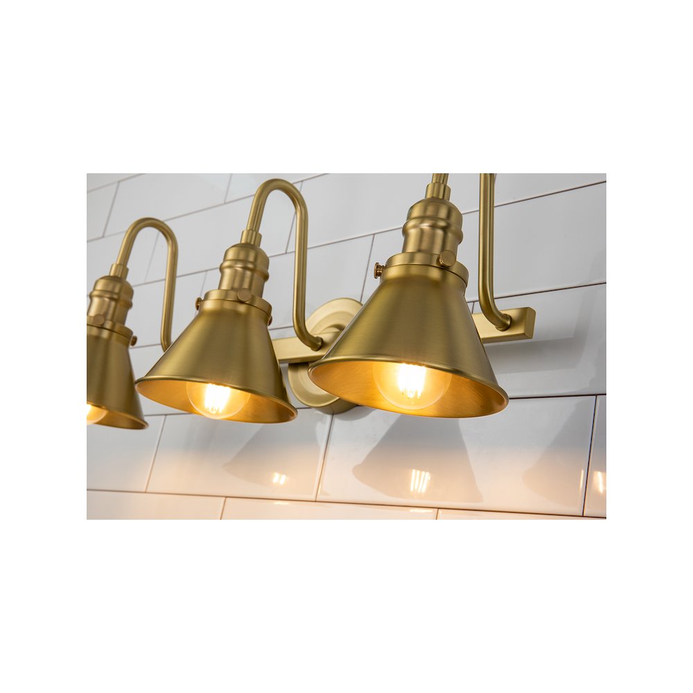 Provence 3 Light Bath Vanity In Aged Brass. Picture 4