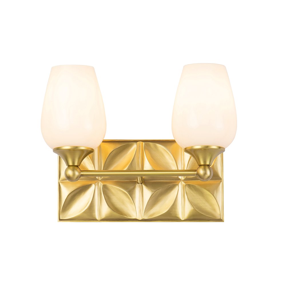 Epsilon Modern 2 Light Bath Vanity in Aged Gold Brass. Picture 1