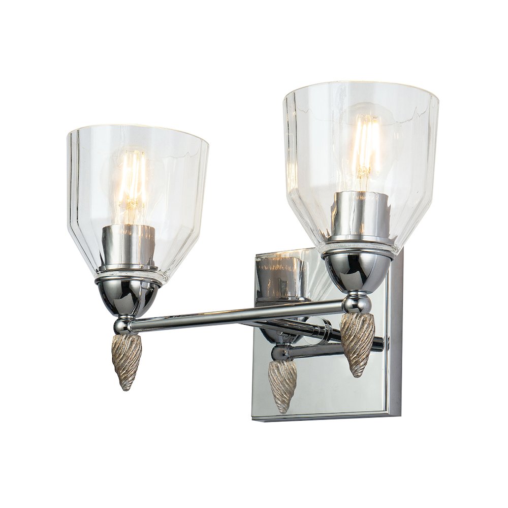 Felice 2 Light Vanity Light In Polished Chrome With Silver Accents. Picture 1