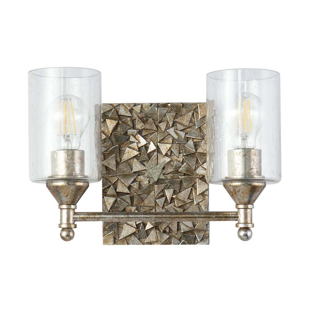 Mosaic 2-Light Vanity Light In Antique Silver. Picture 1