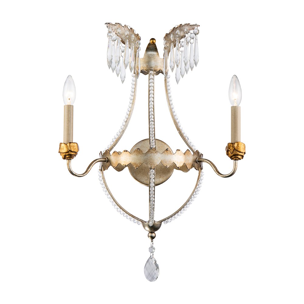 Silver and Gold 2 Light Empire Wall Sconce. Picture 1