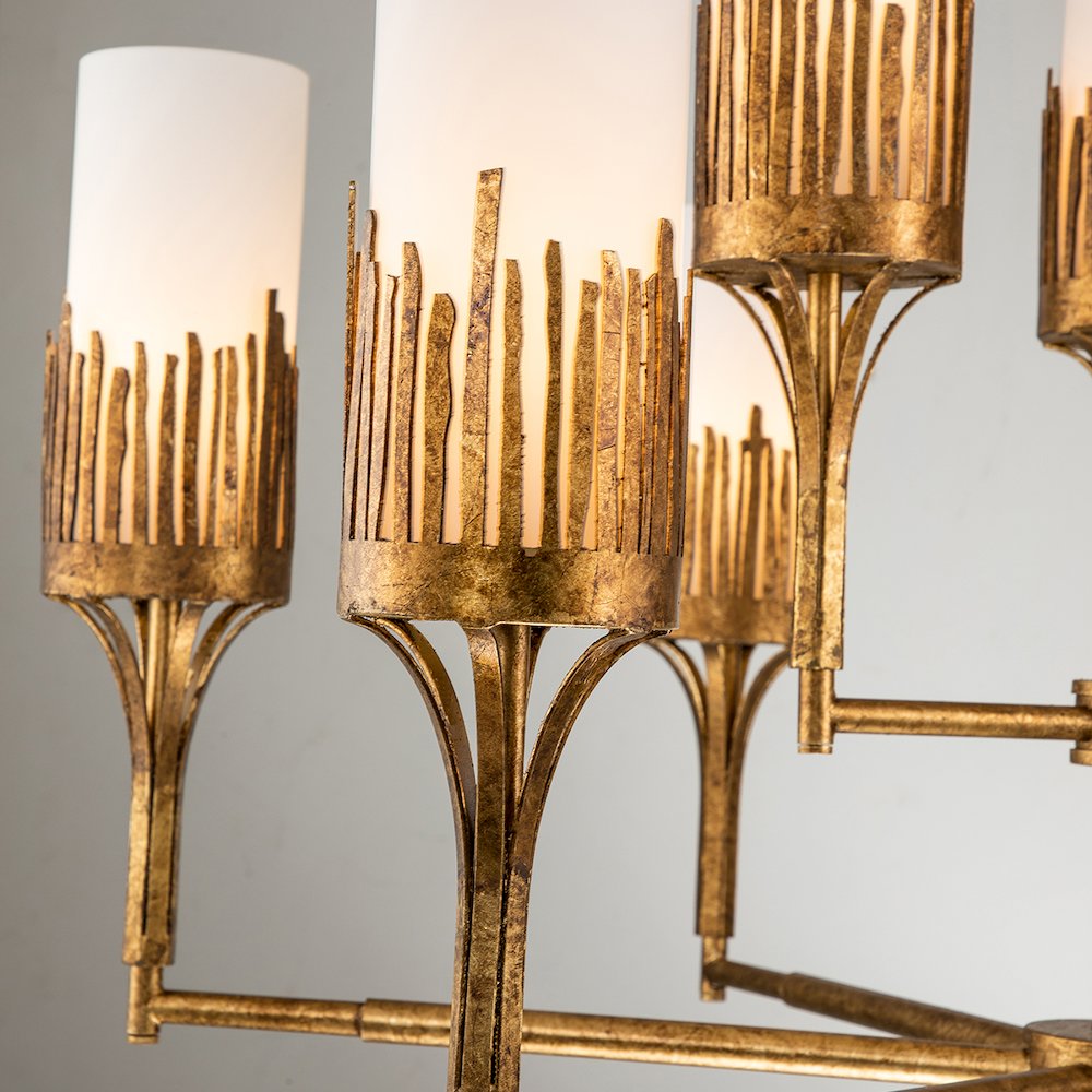 Sawgrass 9 Lt Chandelier in Gold Leaf. Picture 5