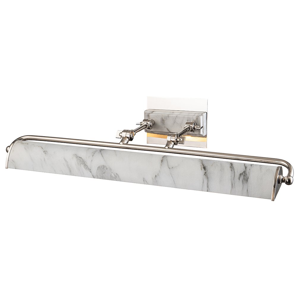 Winchfield Large Picture Light in Polished Nickel and White Marble. Picture 1