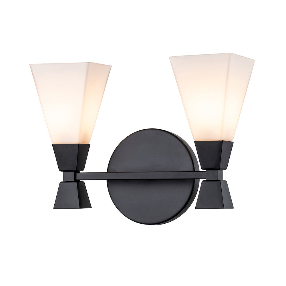 Bowtie 2 Light Bath Bar in Matte Black. Picture 1