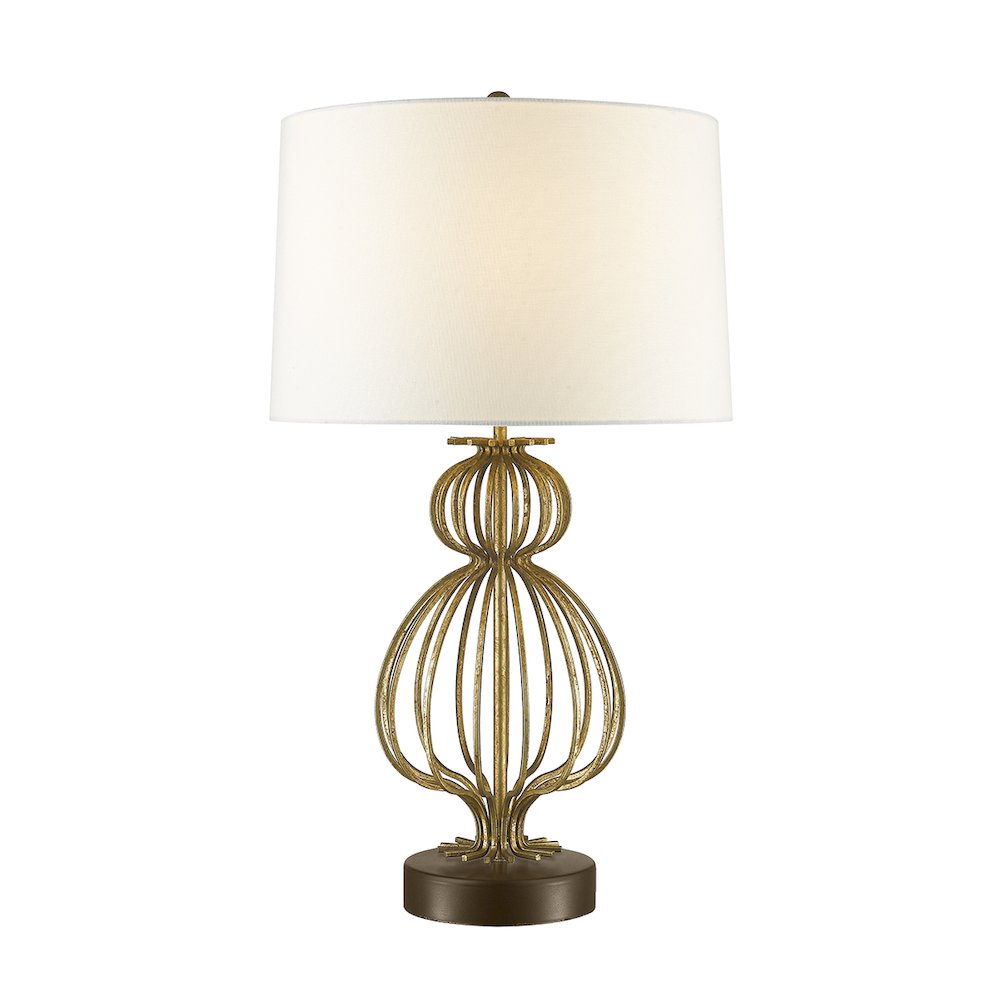 Lafitte Distressed Buffet  Table Lamp with White Fabric Drum shade. Picture 1