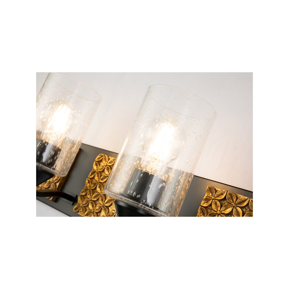 Arcadia 4 Light Bath Bar in Matte Black and Gold. Picture 4