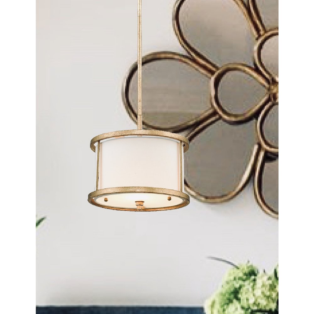 Lemuria 1 Light Duo-Mount Mini Pendant - Distressed Gold, Ivory Shade. Picture 3