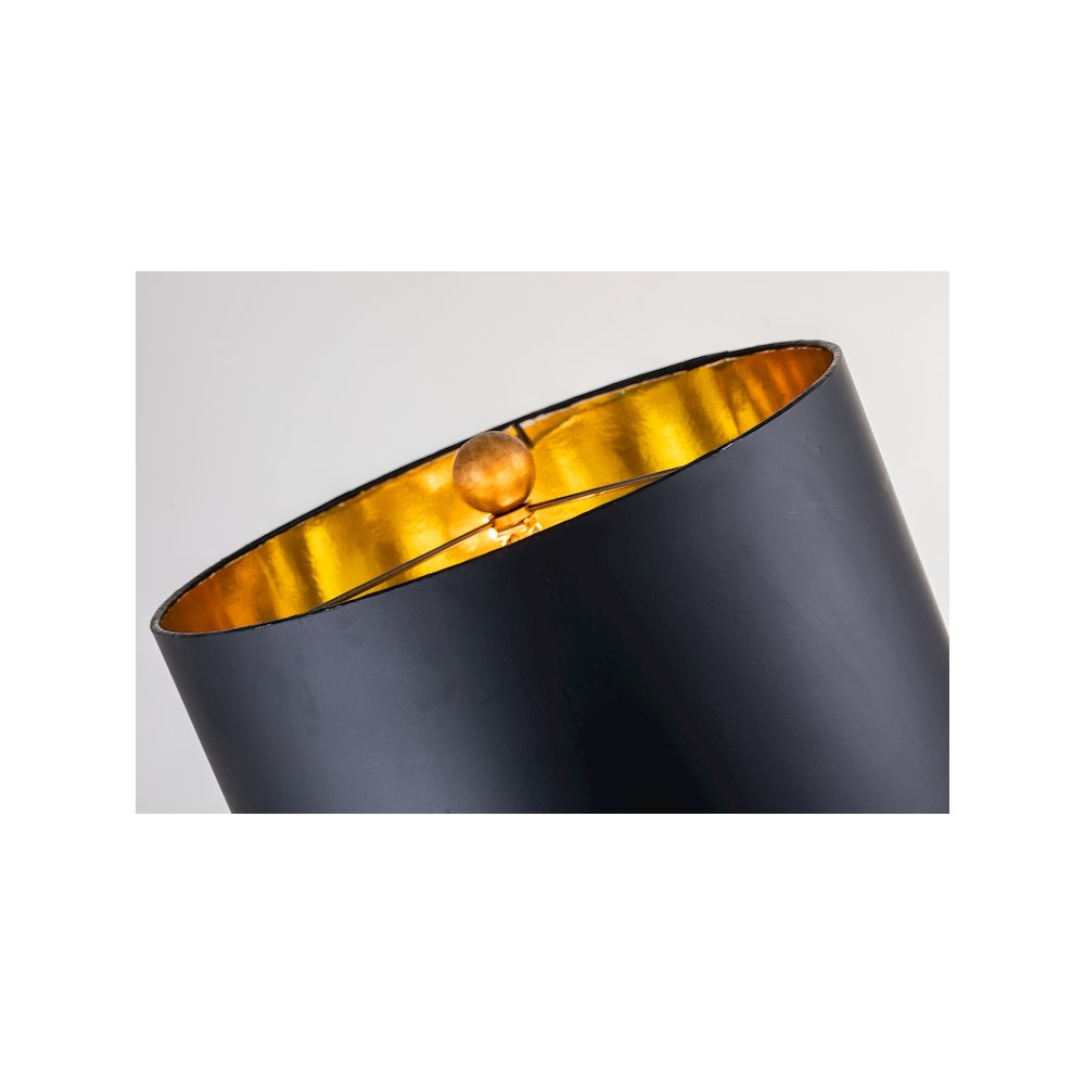 Camilia Table Lamp in Matte Black with Gold Accents. Picture 2