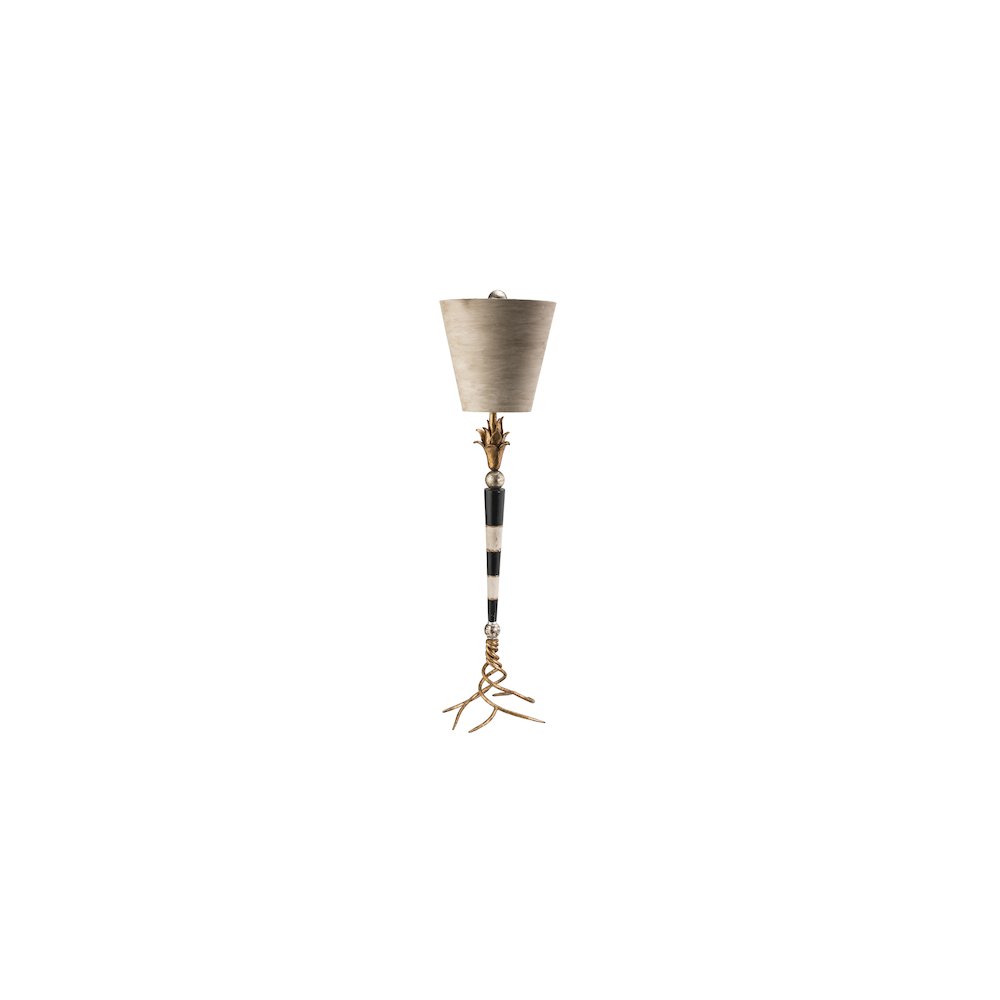Flambeau Dressy Buffet Table Lamp in Black Striped Distressed Gold. Picture 1