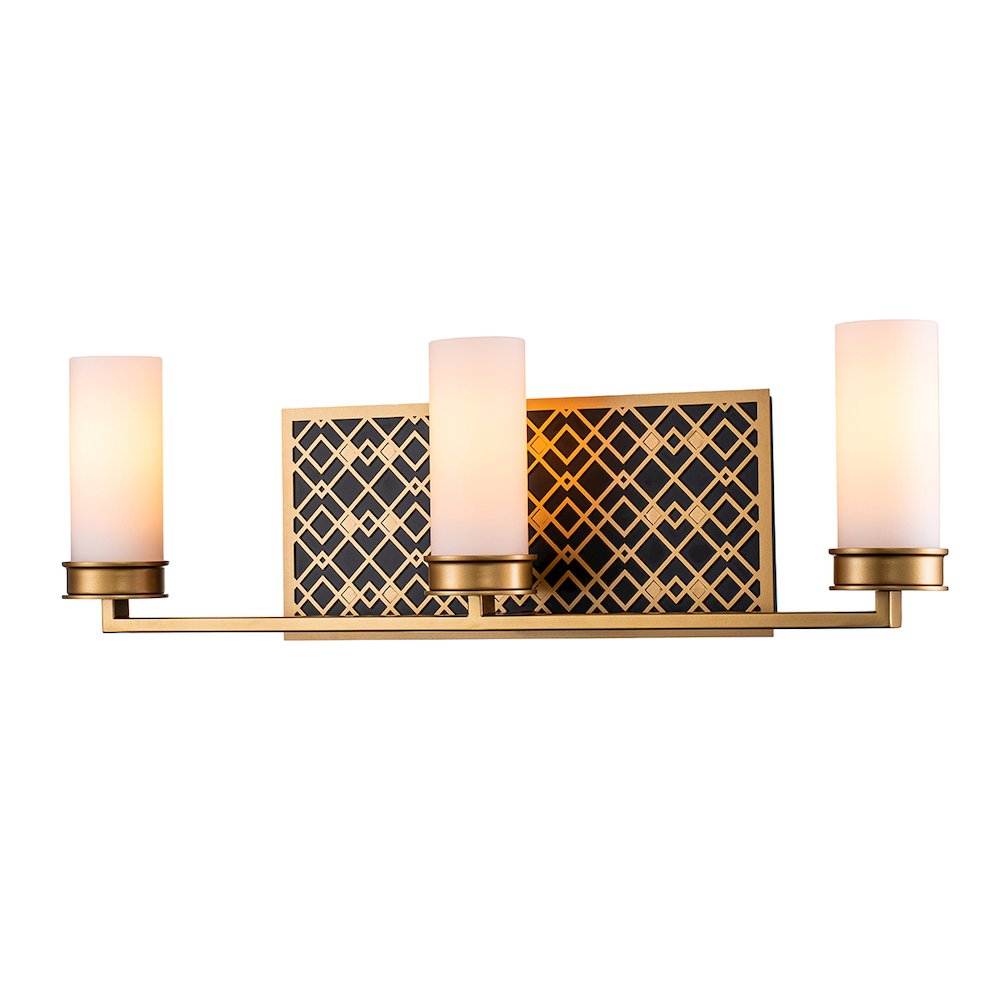 Ziggy 3 Lt Bath Bar in Lacquered Gold. Picture 1