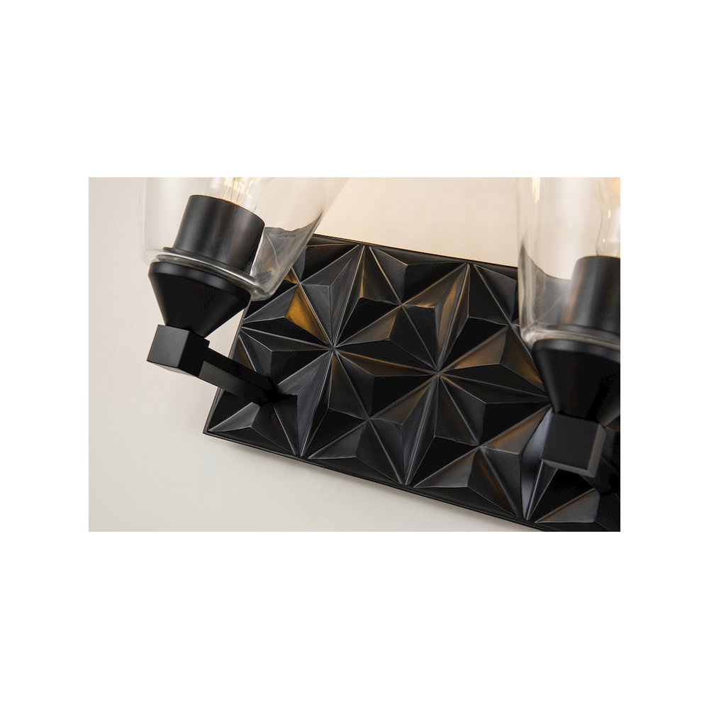 Alpha 2 Light Vanity Light With Glass in Matte Black. Picture 3