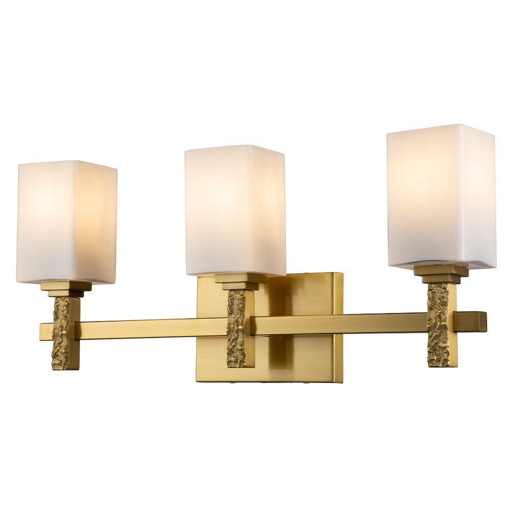 Jack 3 Light Bath Bar in Aged Brass. Picture 1