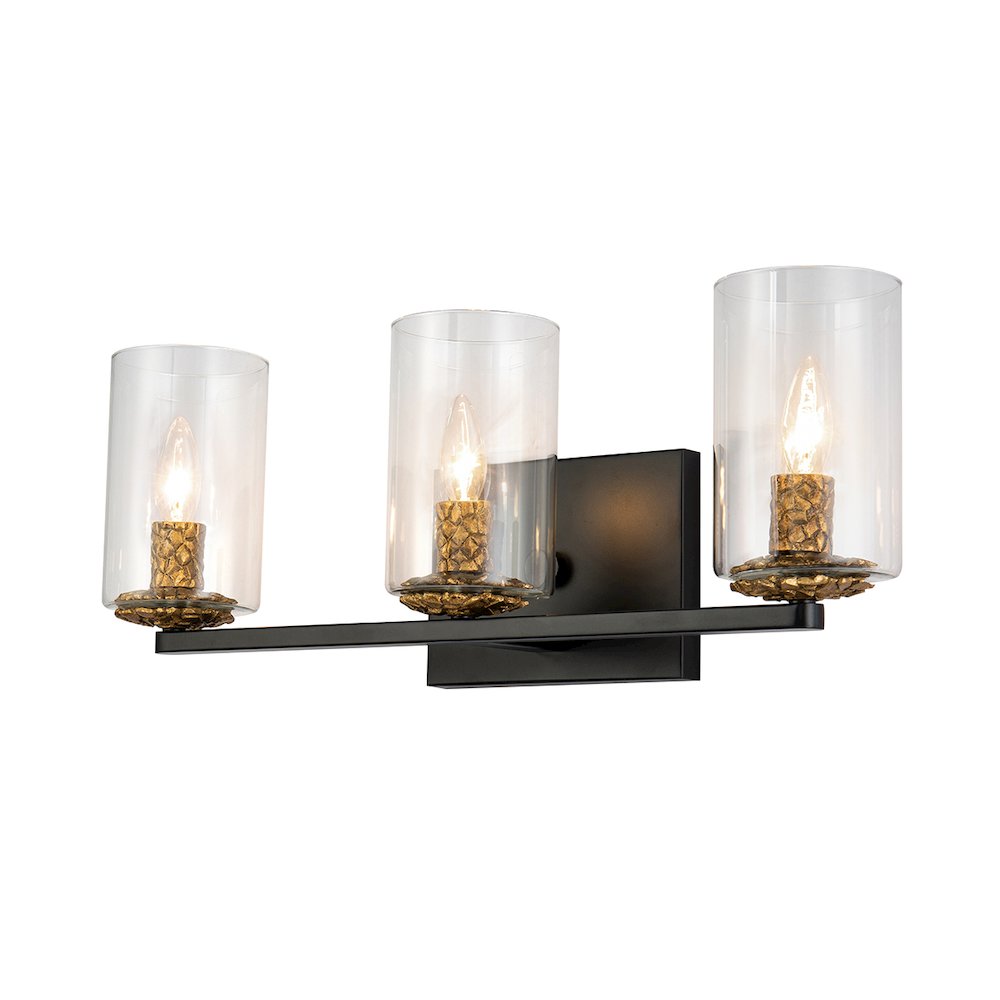 Bolivar 3-Light Vanity Fixture in Matte Black. Picture 1