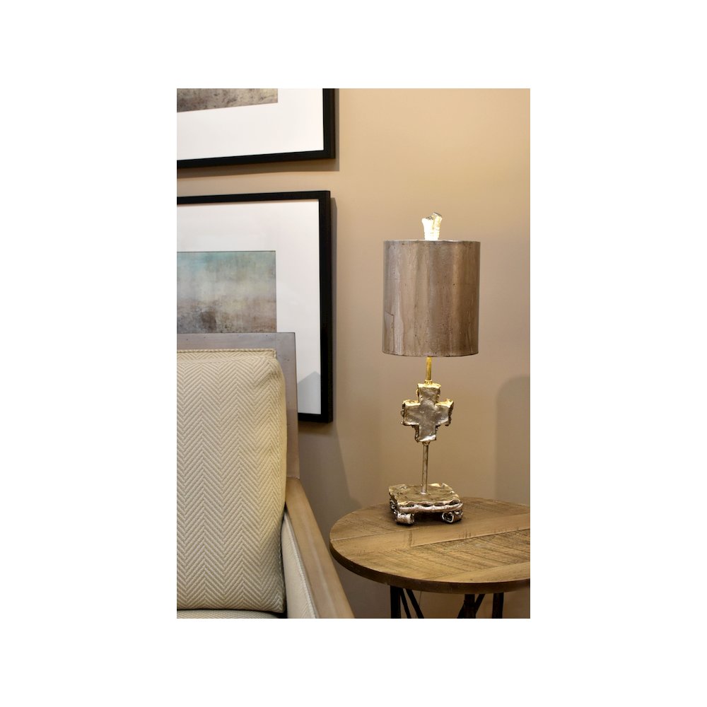 Cross Silver Table Lamp In Lucas McKearn's Distressed Finish. Picture 2