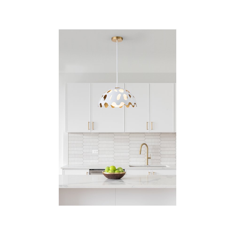 Pebbles 15" Pendant in White. Picture 6
