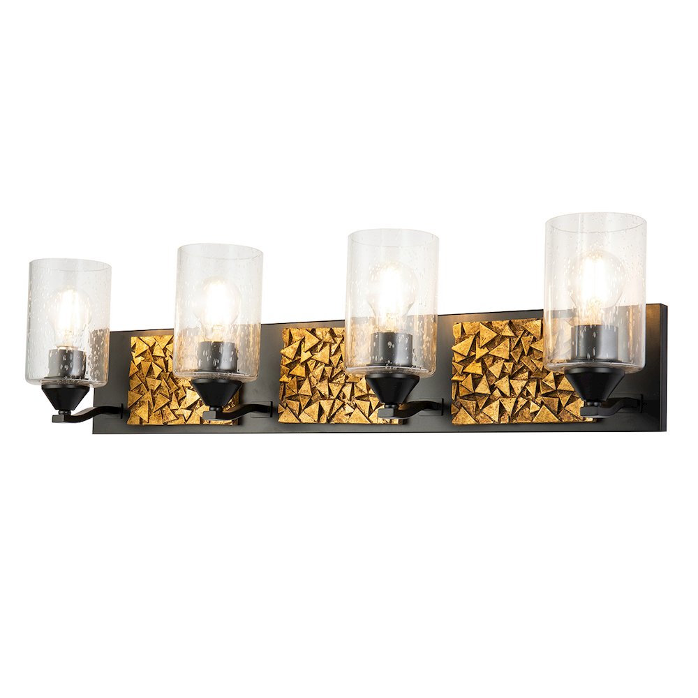Bocage 4 Light Bath Bar In Matte Black And Gold. Picture 1