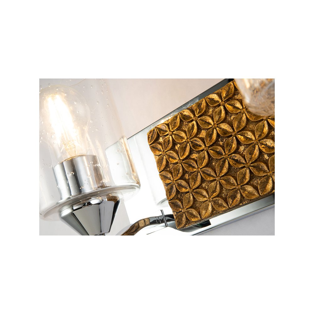 Arcadia 2 Light Bath Vanity in Polished Chrome and Gold. Picture 4
