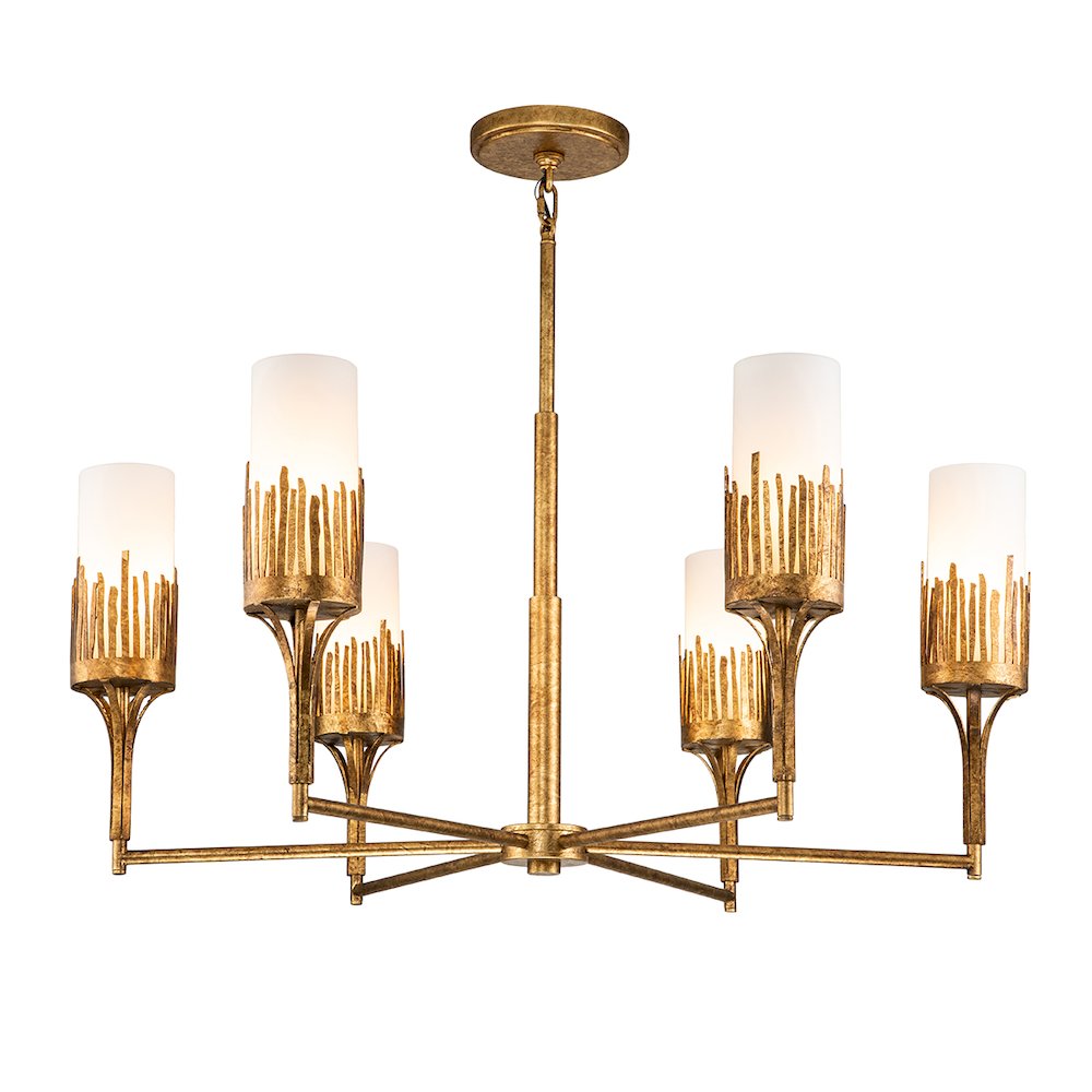 Sawgrass 6 Lt Chandelier in Gold Leaf. Picture 1