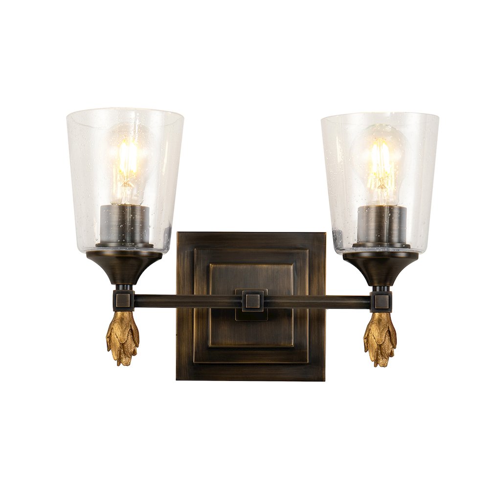 Vetiver 2-Light Dark Bronze With Gold Accents. Picture 1