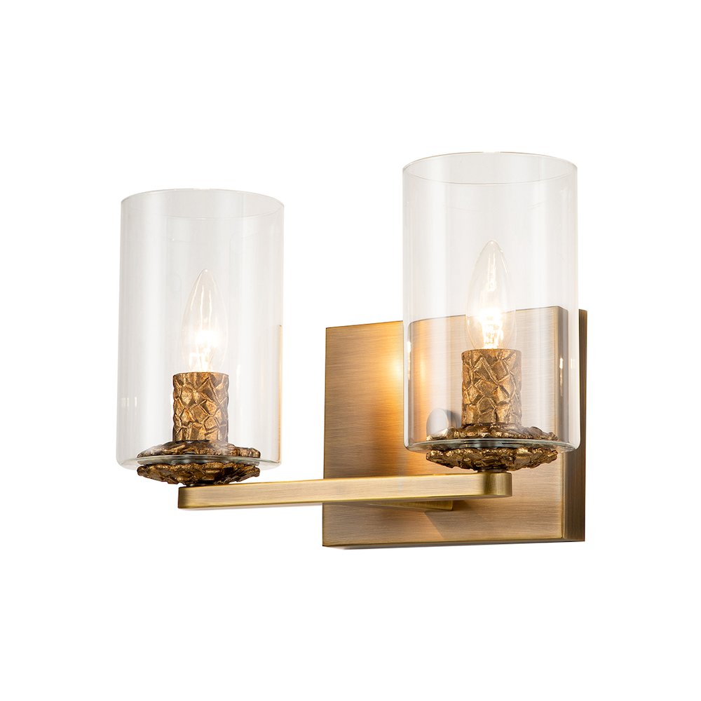 Bolivar 2-Light Vanity Light in Antique Brass. Picture 1