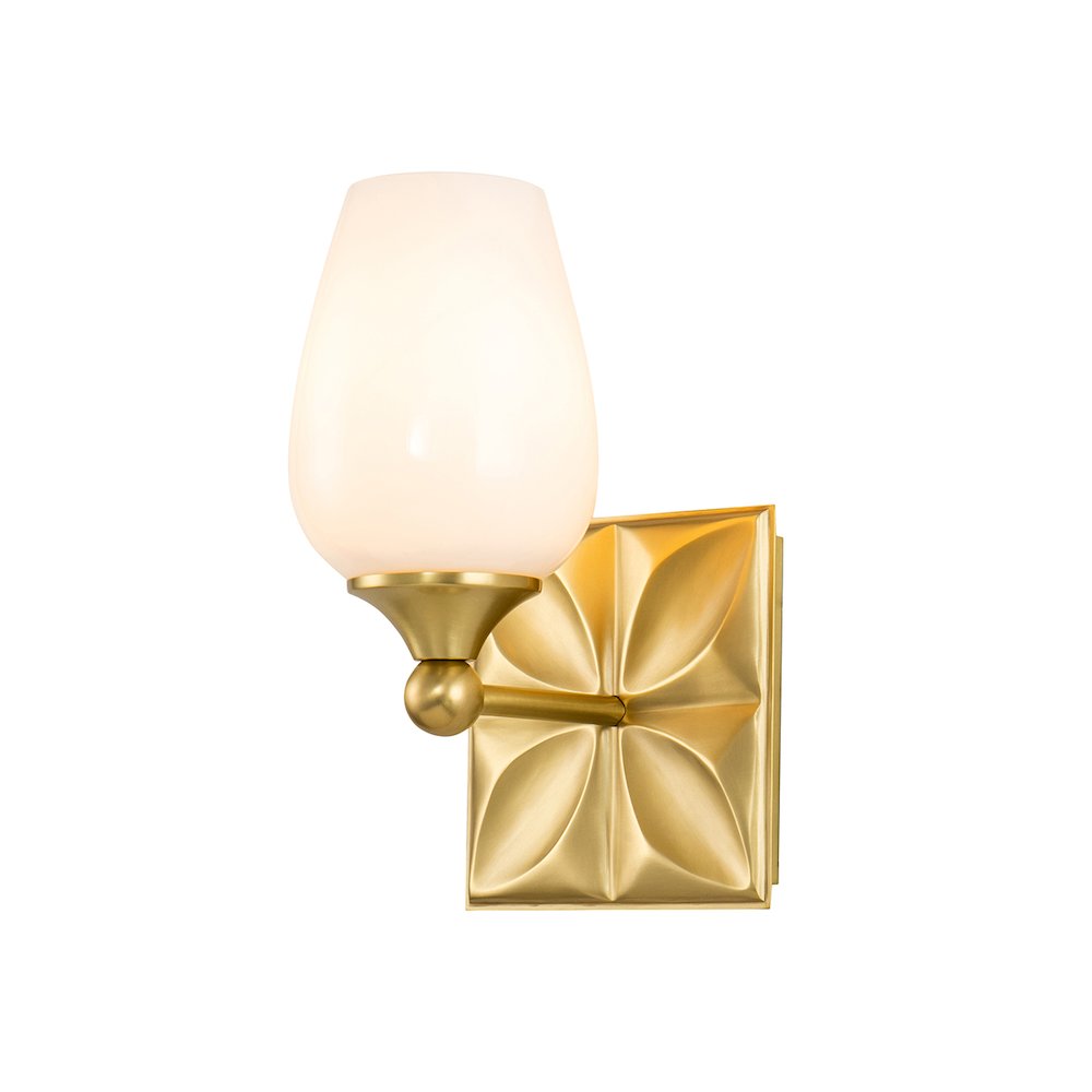 Epsilon Modern 1 Light Wall Sconce in Aged Gold Brass. Picture 1