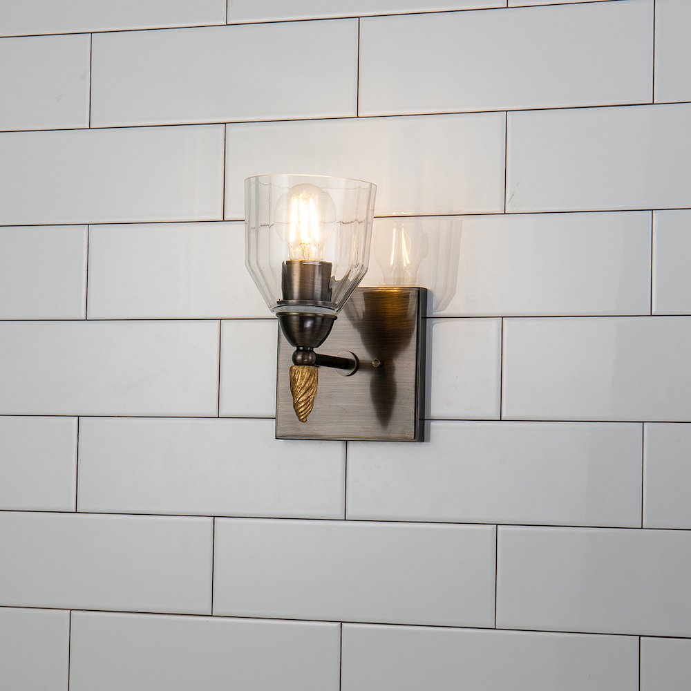 Felice 1 Light Wall Sconce In Dark Bronze With Gold Accents. Picture 4