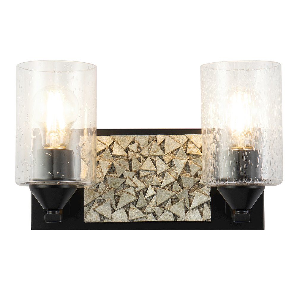 Bocage 2 Light Bath Bar In Matte Black And Silver. Picture 1