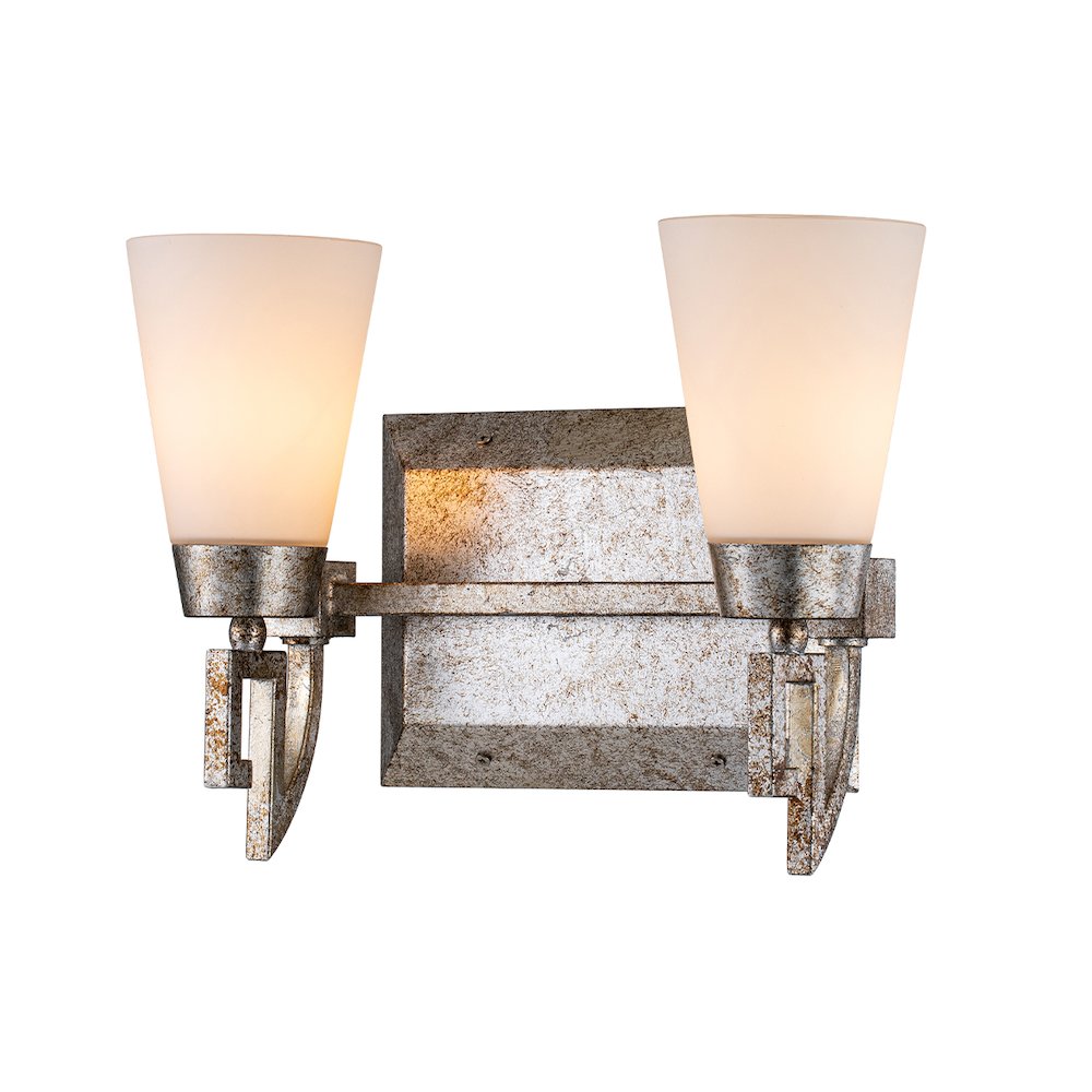 Lemuria 2 Light Bath Bar in Silver Leaf. Picture 1
