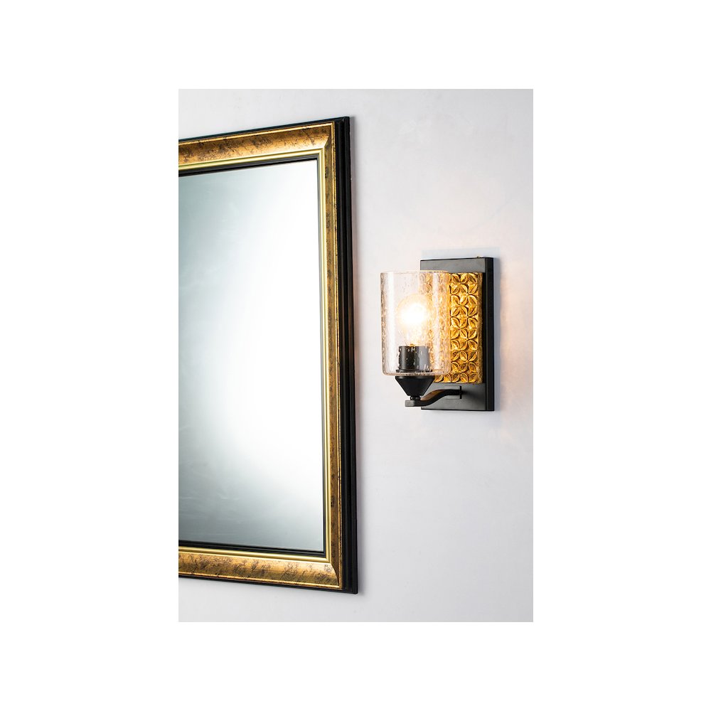 Arcadia 1 Light Wall Sconce in Matte Black and Gold. Picture 3