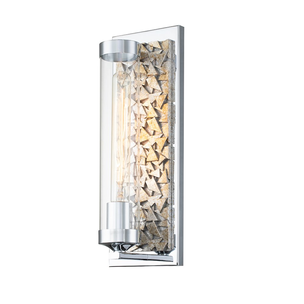 Elysian 1 Light Sconce in Polished Chrome and Silver Leaf. Picture 1